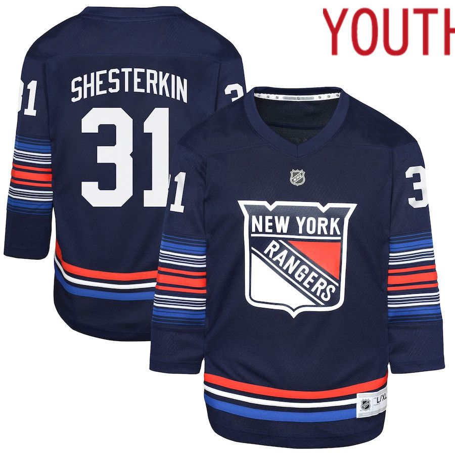 Youth New York Rangers #31 Igor Shesterkin Navy Alternate Replica Player NHL Jersey